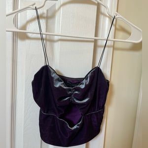 Urban outfitters faux velvet purple/grayish crop top with skinny straps